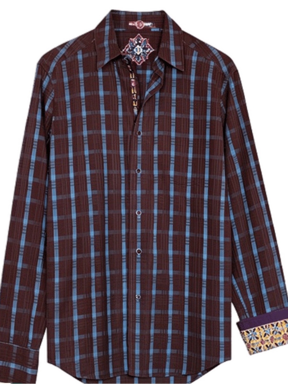 Robert Graham Men's Long-Sleeve Plaid Shirt in Brown & Blue